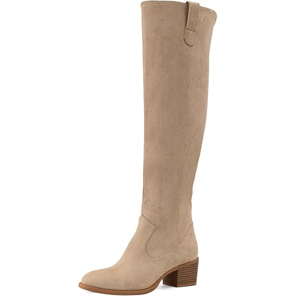 Women's Over The Knee Boots With 12cm Chunky Heel - Suede Platform, Side Zipper, Casual & Fashion