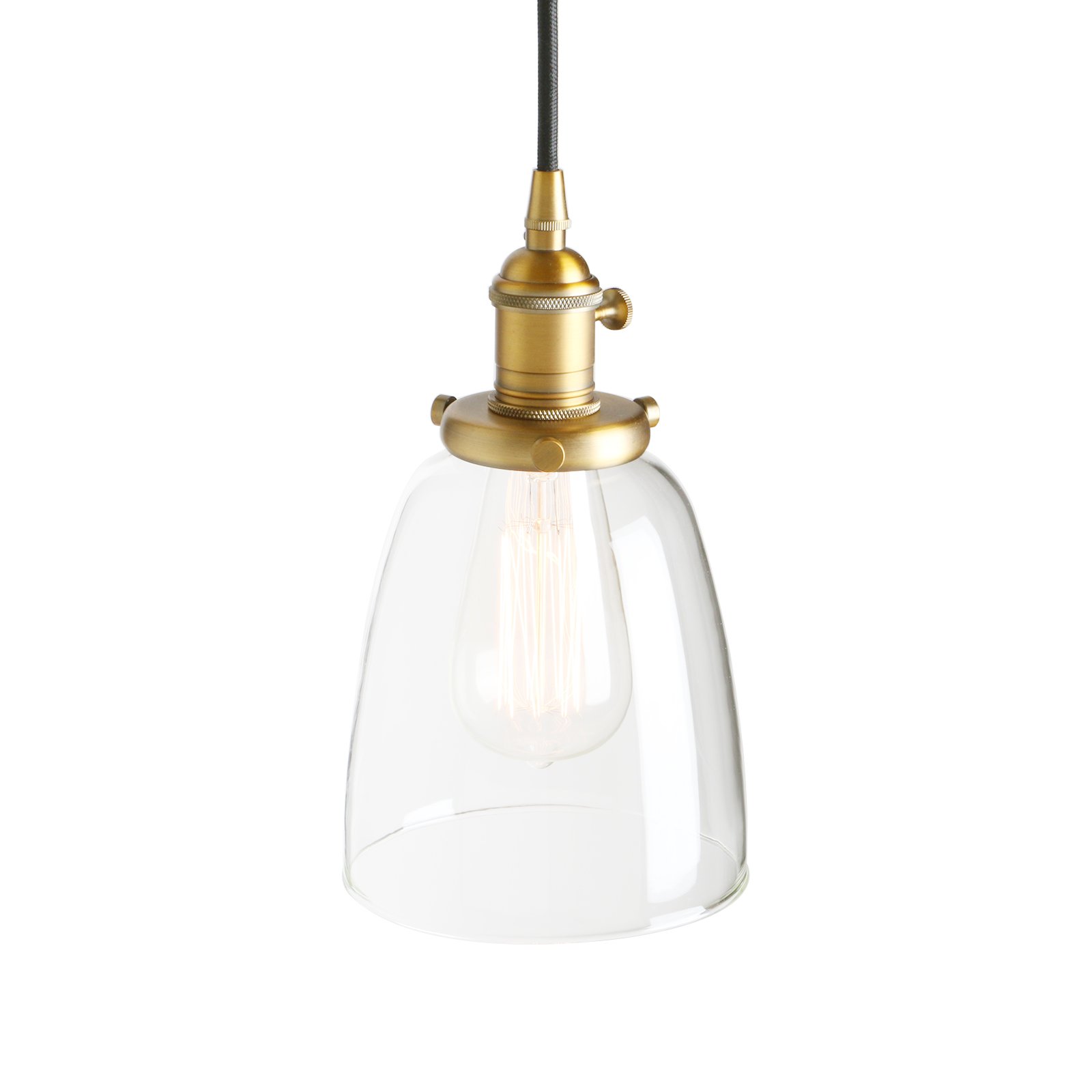 PathsOn Industrial Vintage Modern Edison Hanging Pendant Ceiling Light Fixture Loft Bar Kitchen Chandelier Decorative Lighting with Bell Clear Glass Light Shade E27 (Antique)