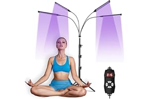 Tanning Lamp, Therapy Light for Face & Body- 5 Level Brightness & Timer, Adjustable Angle/Height Stand for Even Tan, Home Use