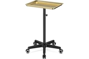 K-SALON Salon Tray Tattoo Tray Salon Cart for Hair Stylist Salon Trolley Cart with Wheels Salon Rolling Tray Salon Stations Gold Color Tray