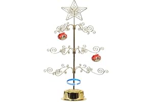 HOHIYA Metal Ornament Display Tree Stand Rotating Hanger 24 Inch Wire Hook Hanging for Halloween Christmas Balls Bauble Decorations Gift Craft Tabletop Taiwan Made Gold