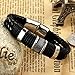 Suyi Wide Braid Black Leather Bracelet Men's Fashion Wristband Bangle with Stainless Steel Magnetic Buckle A-18.5CM
