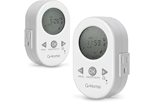 G-Homa Timers for Electrical outlets(2 Pack),Intuitive Design Easy to Set,Completely Silent,2 Grounded Outlet,Mini Indoor Plug-in Outlet Timer,for Lights,Lamps,Christmas Lights. White