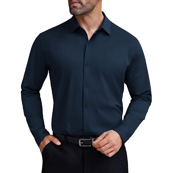Camisa Vaquera Hombre J.VER Camisas De Vestir Para Hombre, De Manga Larga, Elástica, Sin Arrugas, Ajuste Regular, Casual, Con Botones, Color Gris, Gris Spagnolo Hombre