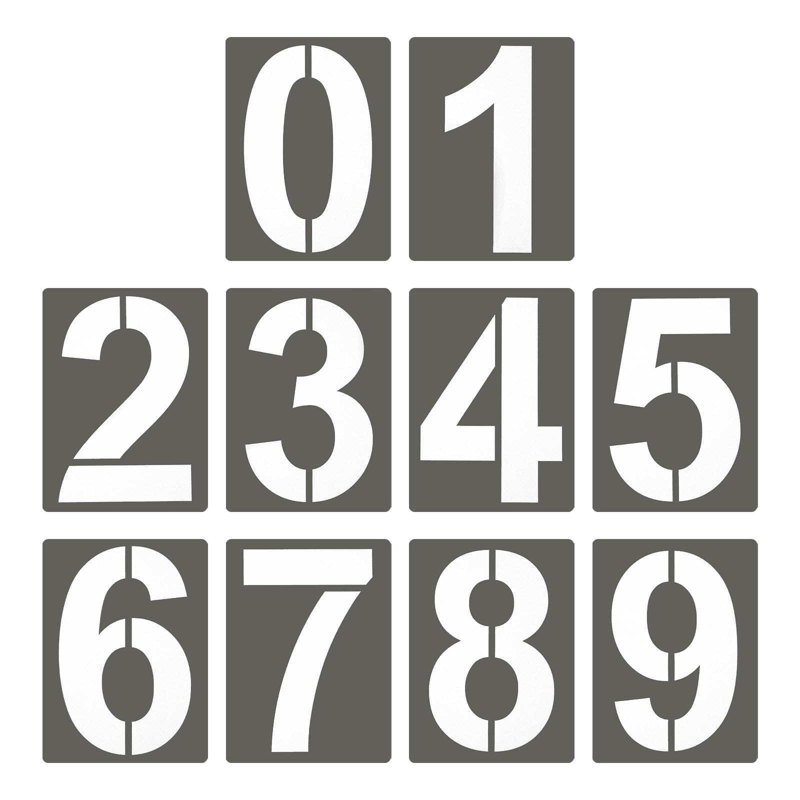 PATIKIL 10 Inch 10Pcs Large Number Stencils, 0-9 Address Number Stencil, Reusable Plastic Digital Templates for Crafts Stencils Templates White