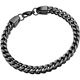 555Jewelry 6mm Stainless Steel Square Franco Chain Bracelet for Men, 6.5 to 9 Inch