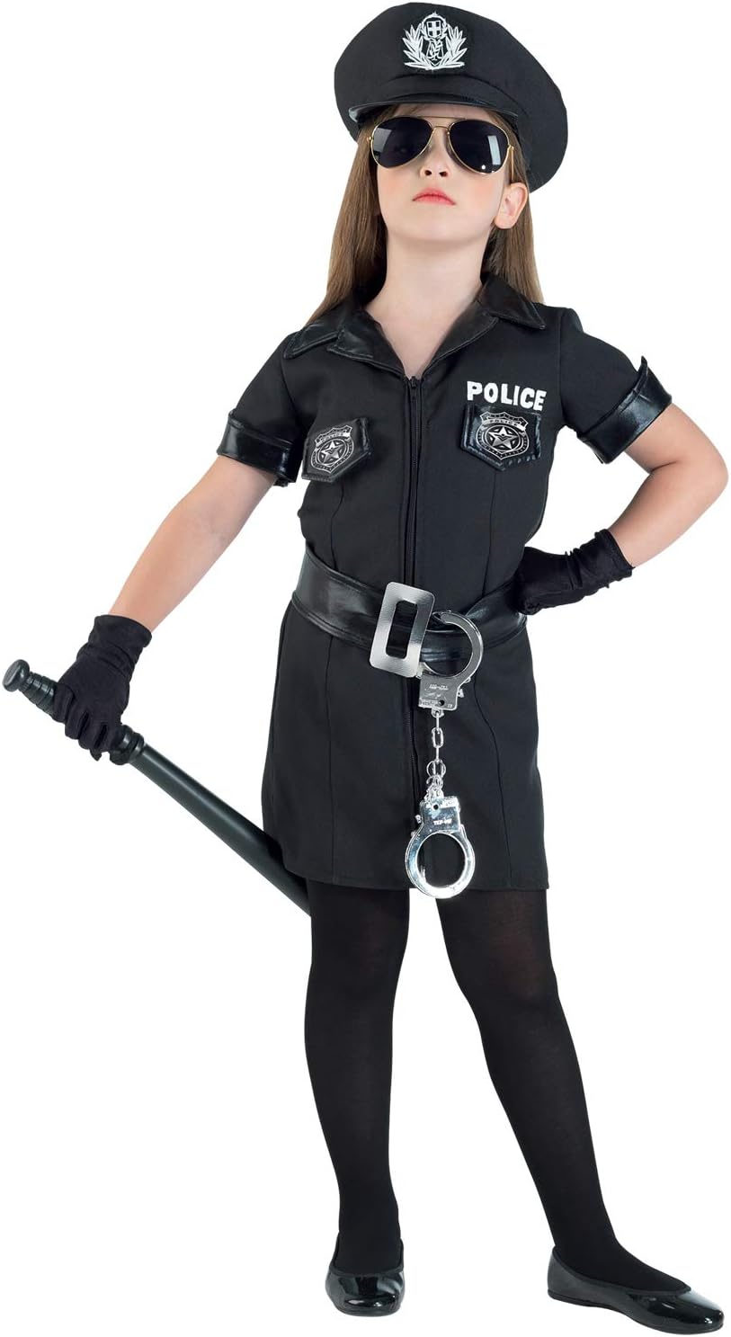Clown Republic- Policeman Costume, Girl, 58512/12, Multicoloured