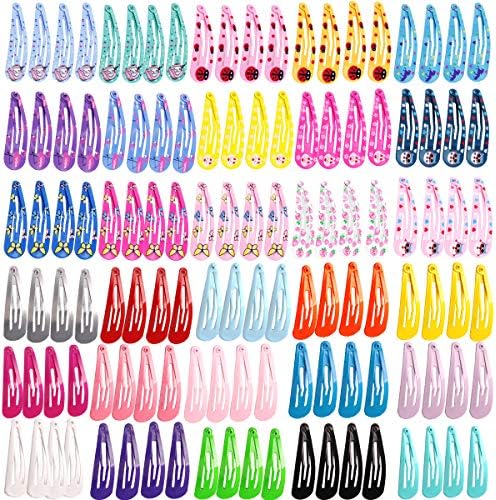 120Pcs Snap Clips Barrettes No Slip Metal Hair Barrettes Animal Hair Clips for Girls Toddlers Kids Children(60pcs Solid Color,60pcs Animal Printed)