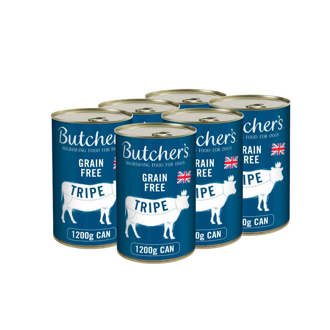 BUTCHER'S Grain Free Tripe Wet Dog Food Big Tin Cans Variety pack, 7.2kg (6 x 1200g)