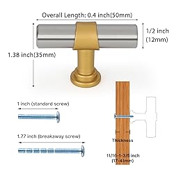 Haliwu 20 Pack Brushed Nickel Cabinet Knobs, Gold