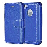 iPhone 4s Case Wallet,Mulbess [Layered Dandy][Vintage Series][Blue] - [Ultra Slim][Wallet Case] - Leather Flip Cover With Credit Card Slot for Apple iPhone 4s / iPhone 4