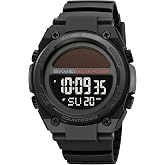 FANMIS Men's Solar Digital Sports Watch 50M Water Resistant Military Watch | Solar digital watch with stopwatch, countdown, alarm and EL backlight, plus 50M water resistance and a soft TPU sports strap.
