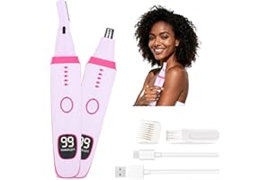 Beanify 2 in 1 Nose and Ear Hair Trimmer with LED Display, Rechargeable Electric Nasal Hair Clipper for Men & Women, Eyebrow & Facial Hair Removal with Dual-Edge Blades, Easy to Clean