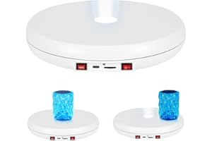 GOHASPW Rotating Display Stand 10'' LED Light Turntable Stand Black Spinning Stand for Product Shows White