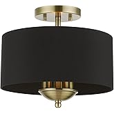 Livex Lighting 40111-01 Huntington Collection 3 Light Semi-Flush Mount, Antique Brass