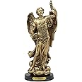 Ebros Catholic Church Archangel Uriel Statue 8" Tall Saint Uriel The Archangel Figurine with Brass Name Plate Wooden Base