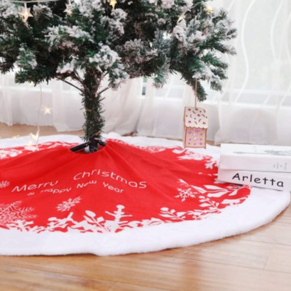 Amazon Com Wxmyozr Christmas Tree Skirt 48 Inch Circular Red And White Snowflake Printing Xmas Holiday Party Tree Decor Ornaments Skirts Rustic Christmas Tree Skirt Home Kitchen