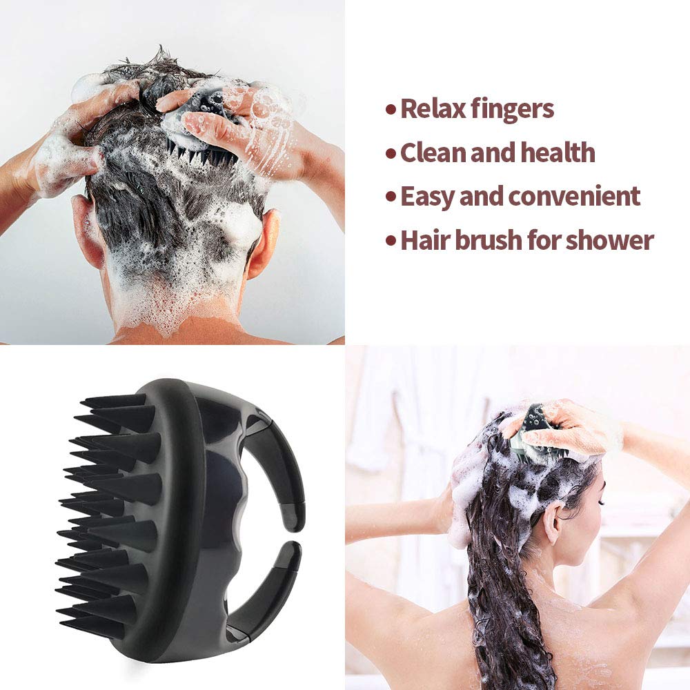 Vebiys Hair Scalp Massager Shampoo Brush - Scalp Brush For Hair Washing - Upgraded Head scrubber, Soft Silicone Bristles For Exfoliating And Remove Dandruff, Improve Hair Growth (Black) : Beauty