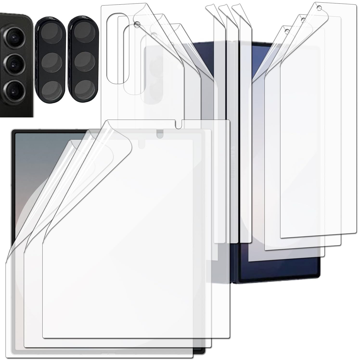 Photo 1 of TUFF STONE[3SET 14PCS Galaxy Z Fold 7 5G 2024 Clear TPU film Screen Protector with Hinge Protector [Clear 3set 12pcs] [2 Tempered Glass Lens protector] [Premium Self-healing Function]