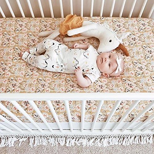Crib Sheet - - Gold Canyon Stitch Floral Print - - Fitted Crib Sheet- Girls Nursery Decor - Crib Bedding - Nursery Bedding - Baby Bedding