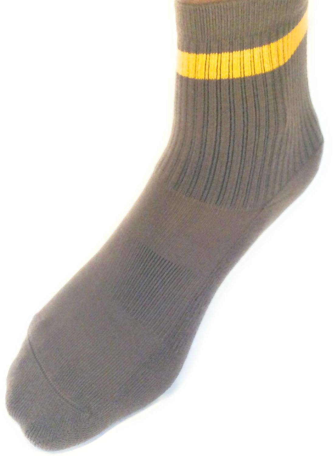 Men's Brown Ankle Socks 3 Pack Cushion Brown Work Socks With Yellow