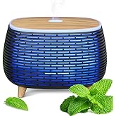 Essential Oil Diffuser, 400ml Aromatherapy Diffuser for Essential Oils, Ultrasonic Diffuser with 2 Mist Modes, Cool Mist Humidifier with 7 LED Color Lights and Auto-Off Safety, for Large Room Office