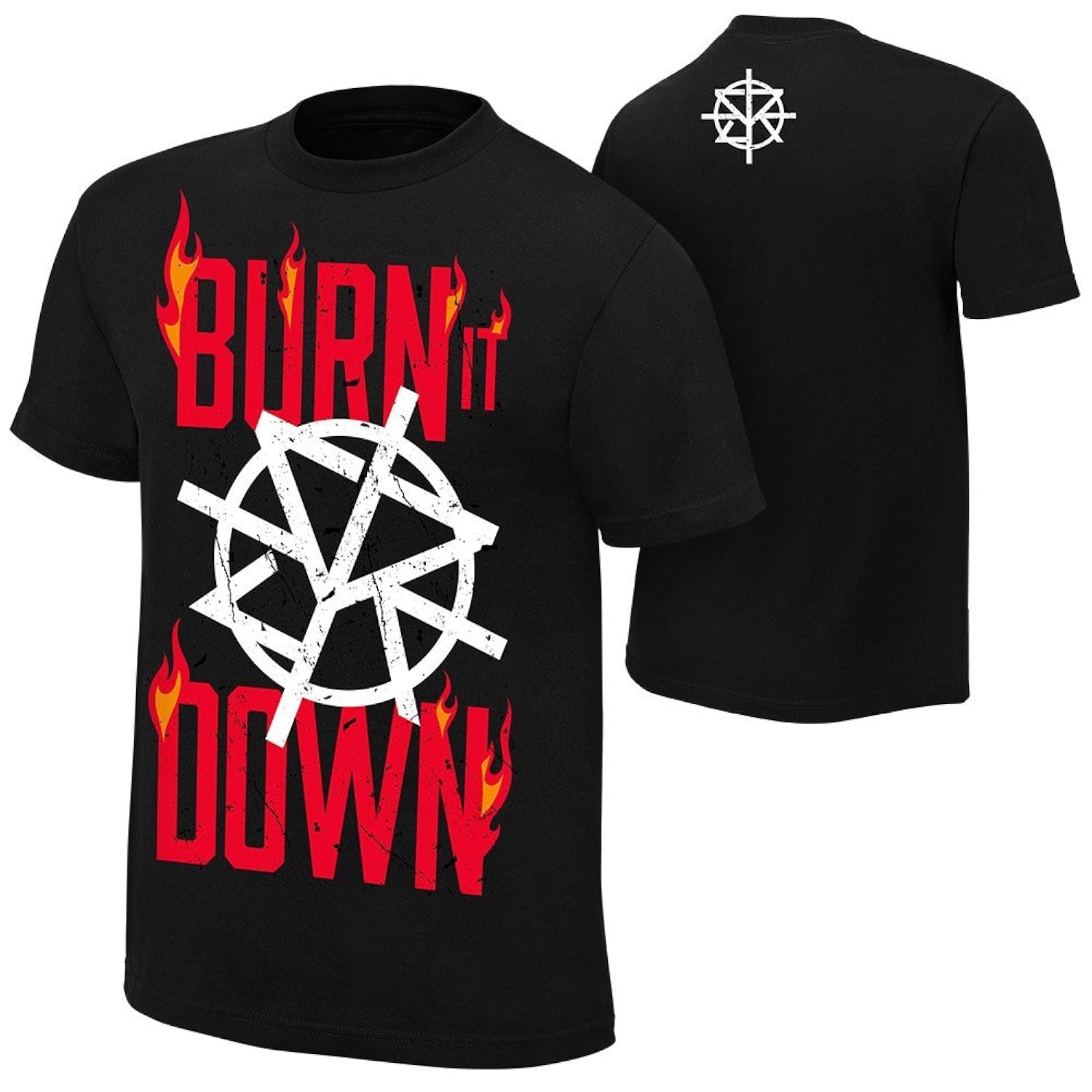 brandsoon men's wwe cotton round neck black ruber print t-shirt