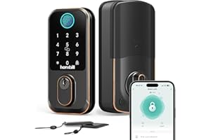 Smart Wi-Fi Door Locks: Keypad Biometric Deadbolt for Front Door, Hornbill Keyless Entry Door Lock Works with Alexa, Auto-Loc