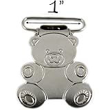 10 - 1 Inch Teddy Bear Metal Suspender Clips - w/ Rectangle Inserts &hellip;