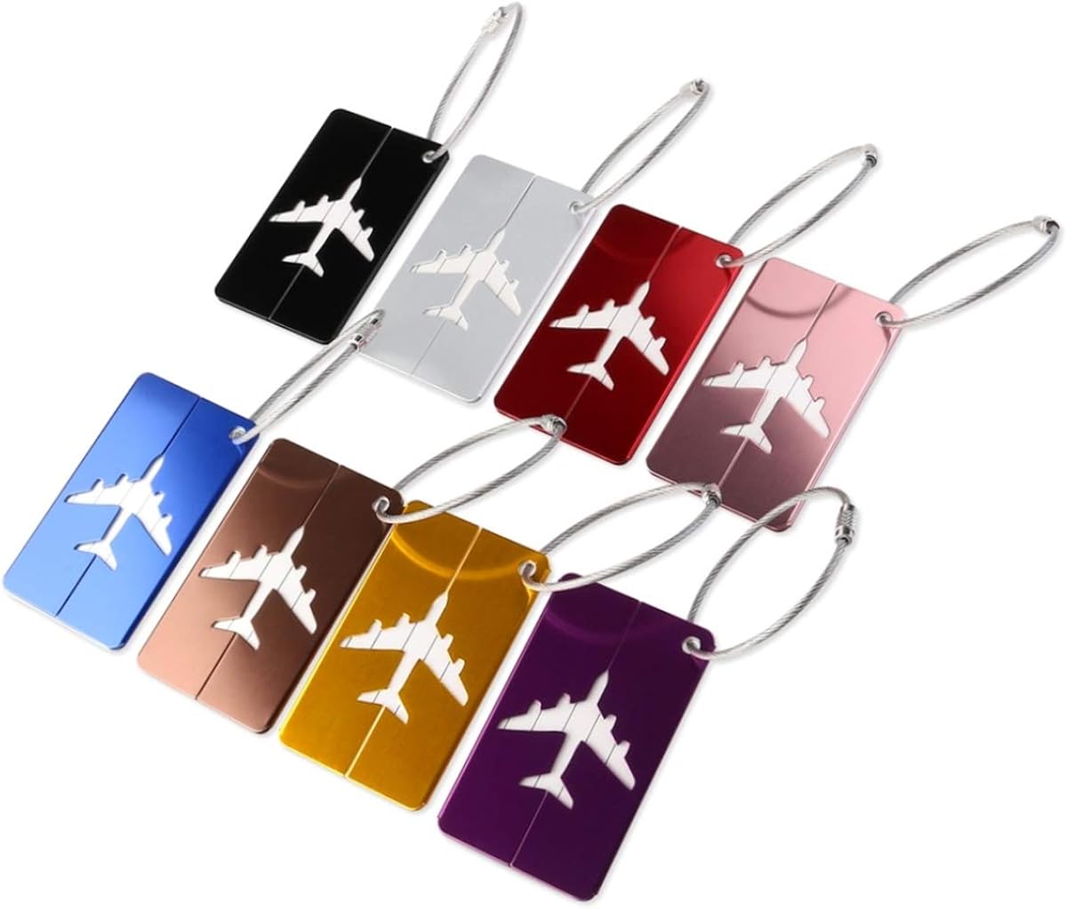 PIXNOR PIXNOR Metal Travel Luggage Tags Suitcase Tags with Strings Pack of 8, As Shown, 7.5cm4.5cm: Clothing