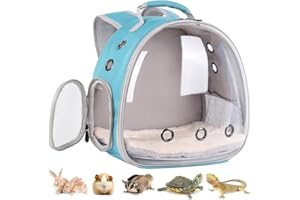 Portable Small Animal Backpack Travel Breathable Pet Carrier Bag Cages for Guinea Pig, Rabbit, Bearded Dragon, Squirrel, Tort