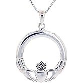 Jewelry Trends Celtic Claddagh Irish Crown Sterling Silver Pendant Necklace 18"