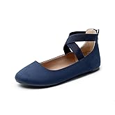 DREAM PAIRS Women's Comfortable Fashion Elastic Ankle Straps Flats Shoes