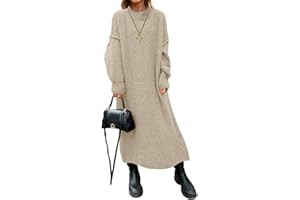 Saodimallsu Womens Oversized Sweater Dress Mock Neck Long Sleeve Casual Warm Chunky Knit Fall Winter Maxi Dresses