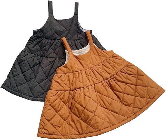 Amazon 子供服 女の子 ワンピース キルティング おしゃれ 暖かい 軽い 秋冬 ジャンパースカート 韓国 かわいい 90 100 110 1cm ワンピース チュニック 通販