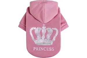 EXPAWLORER Princess Dog Hoodie-Soft Dog Sweater Calming Fleece Sweatshirt Cold Weather Pet Clothes,Pitbull Clothes Outfits,Coat Apparel for Puppy,Cat, Small Medium Large Dogs