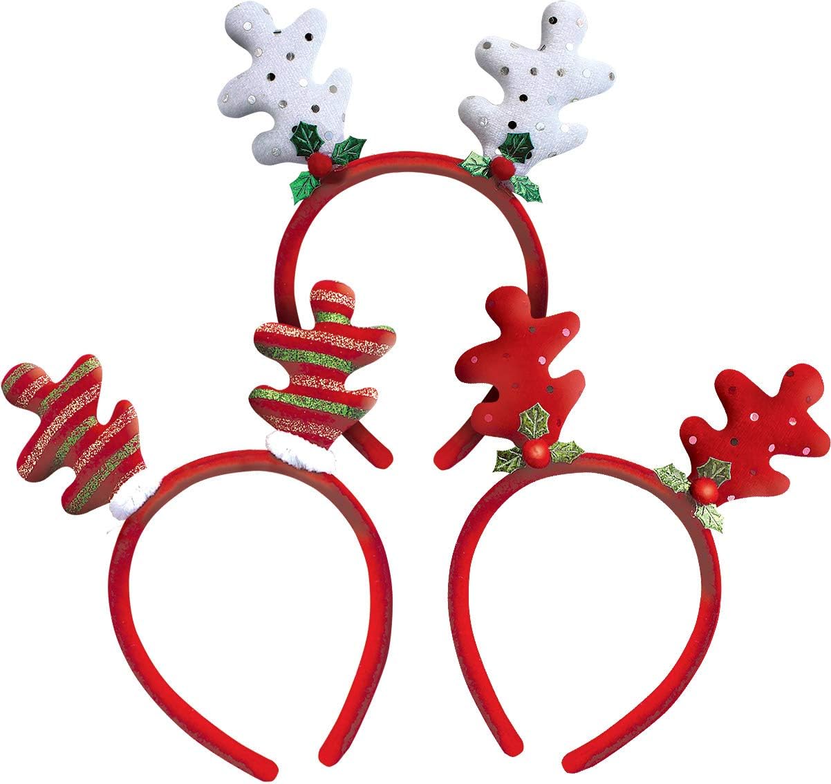 OLYPHANChristmas Headbands for Women/Girls Xmas Headband Reindeer Antler Hairband/Fun Xmas Tree & Antlers Headgear - Kids & Adults