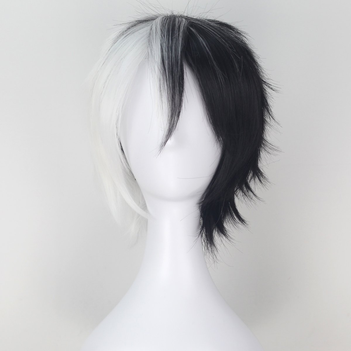 Miss U Hair Short Straight Black White Color Hair Men Cosplay