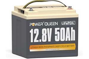 Power Queen 12.8V 50Ah LiFePO4 Battery, 640Wh Backup Lithium Battery, Over 4000+ Rechargeable Cycles, Lightweight Replacement Battery for SLA, Widely Used in Wireless Lawn Mover, Electric Scooters