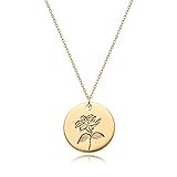 MYEARS Women Birth Flower Necklace Gold Coin