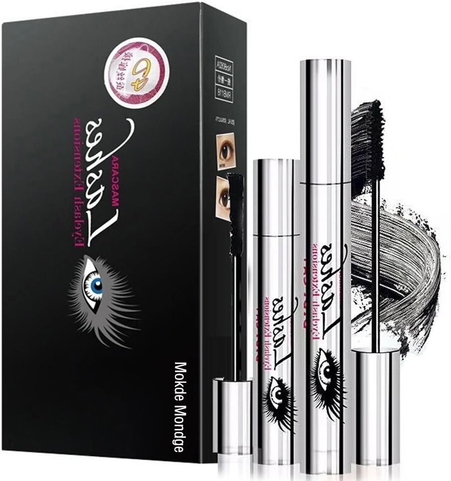 Mokde Mondge 4D Mascara with Fiber Sets Makeup Lash Cold Waterproof Mascara Eye Black Eyelash Extension crazy-long Style Warm Water Washable Mascara
