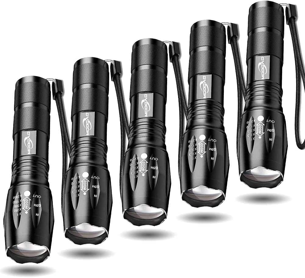 Tactical Flashlights 5 Pack Light LED Torch Brightest LED Flashlight with 5 Modes Adjustable Waterproof for Biking Camping