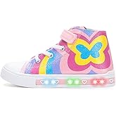 EUXTERPA Kids Toddler Sneakers Light Up Flashing Shoes Girls Boys Easy Fasten High Top Walking Canvas Sneaker