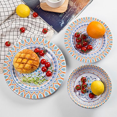 12pcs Dinnerware Set - Melamine Dinner Plates Set for Camping Use, Service for 4