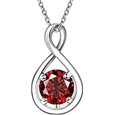 Eastlily Infinity Birthstone Necklace for Women, 925 Sterling Silver Birthday Stone Pendant with Titanium Steel Chain 18", Women's Jewelry Gift for Birthday or Special Occasions