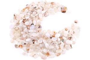 WAYBER Natural White Agate Pebbles, 1 Lb/460g Decorative Rocks Non-Toxic Crystal Stone Irregular Quartz Gemstone Crushed Pieces Tumbled Stone Chips for Jewelry Making/Home Decoration