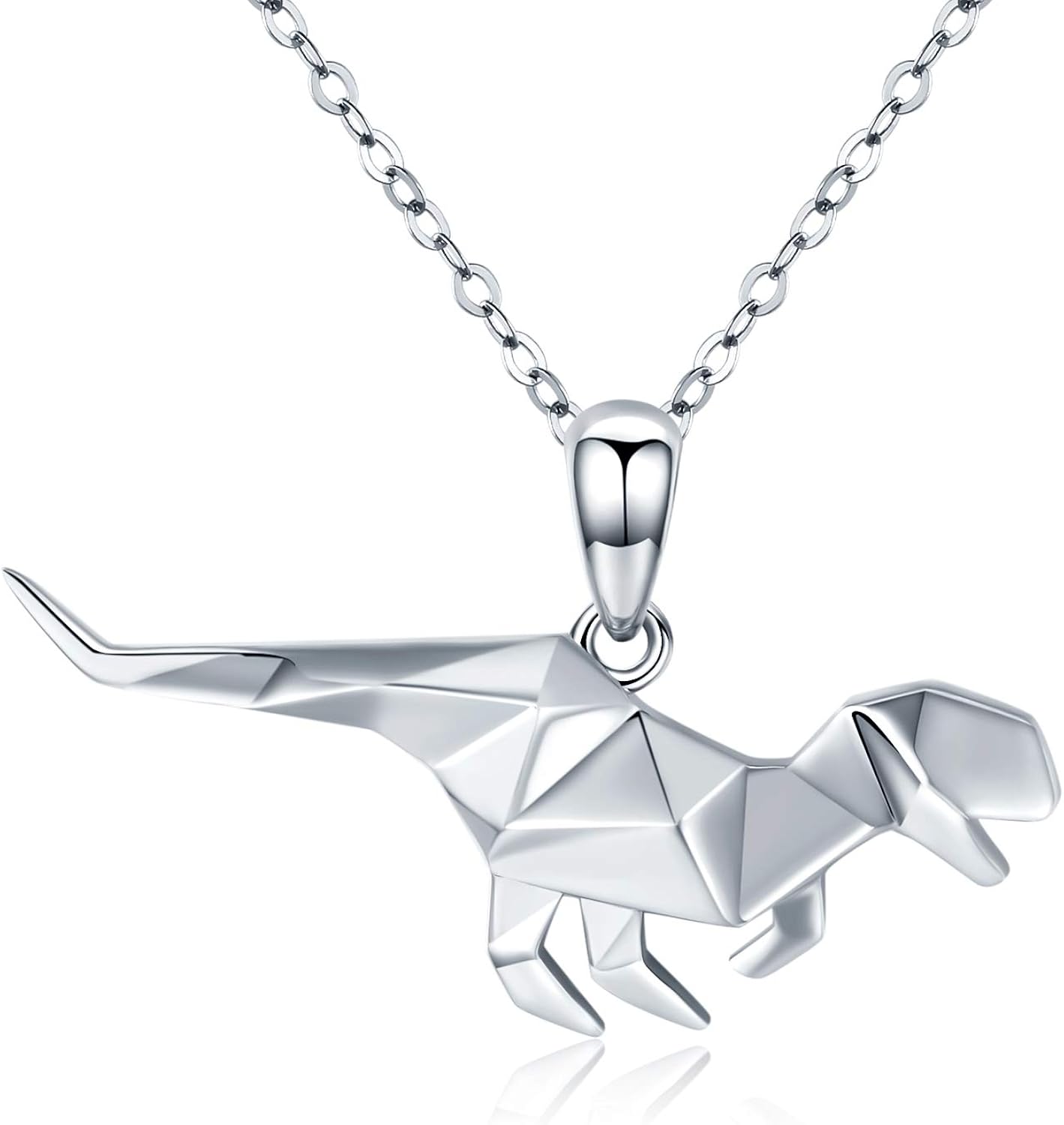 JUSTKIDSTOY Dinosaur Necklace 925 Sterling Silver Cute Animal TRex