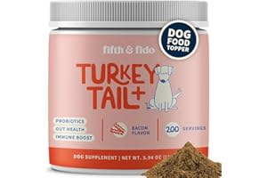 Fifth & Fido Probiotics for Dogs - Turkey Tail Mushroom Powder - Lipoma Treatment for Dogs - Pet Food Topper - Mushroom Supplement for Lumps, Bumps & Warts - Pet Vitamins and Supplements, 200 Servings