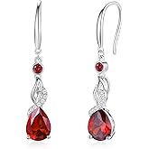 FANCIME Teardrop Dangle Drop Earrings 925 Sterling Silver Pear Gemstone Birthstone Earring Fine Jewelry Birthday Gifts for Women