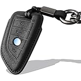 XMZAIMY for BMW Key Fob Cover with Keychain Fit for BMW 3 5 6 7 X1 X2 X3 X5 X6 Series Smart Keys Case Protector suede (Black, Style A)